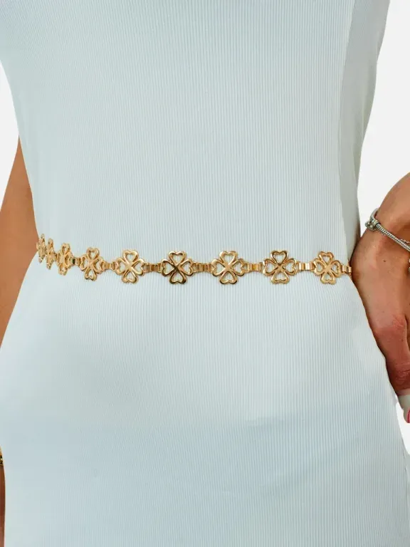 Royalfashion Damski metalowy pasek z koniczynką