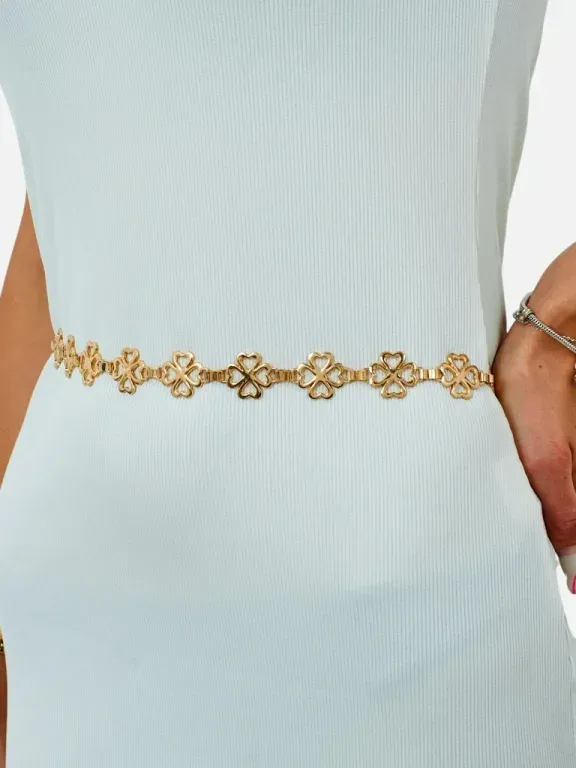 Royalfashion Damski metalowy pasek z koniczynką