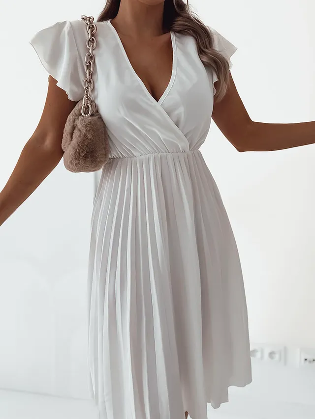 Royalfashion Damska plisowana sukienka midi
