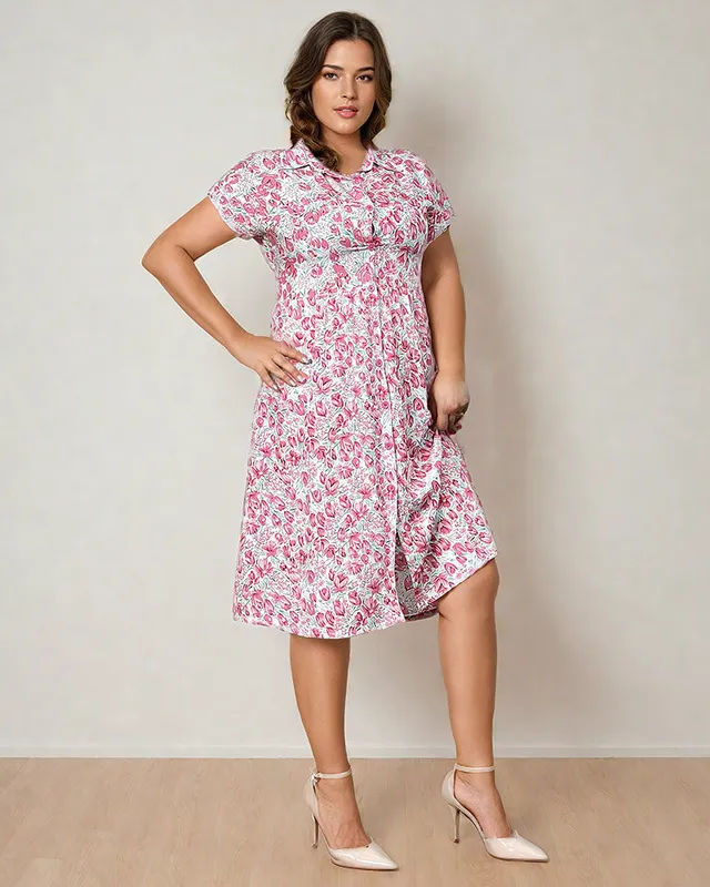 Royalfashion Damska sukienka midi w kwiaty